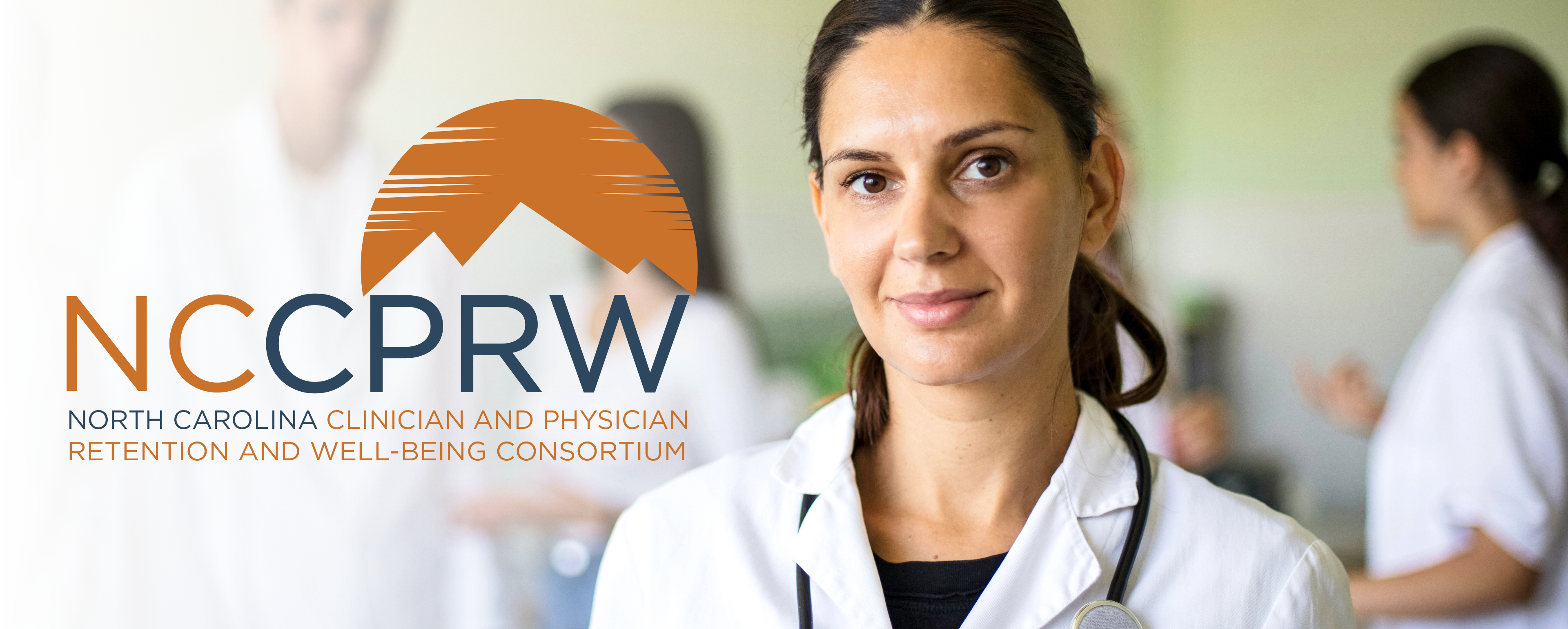 Image of a female physician with the NCCPRW logo to her left.